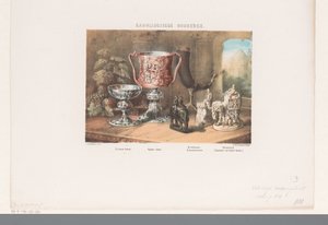 Karolingische bekers, drinkhoorn en beeldjes door David van der Kellen