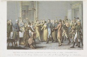 Prins van Oranje ten huize van de graaf van Limburg Stirum, 1813 door David van der Kellen