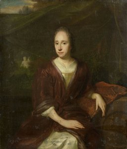 Portret van Margaretha Nelis (1652-1705), tweede vrouw van Casparus Commelin door David van der Plas