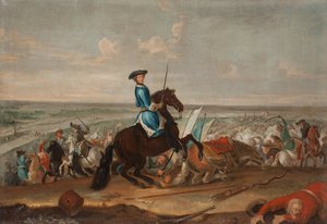 Koning Karel XII van Zweden bij de slag om Narva