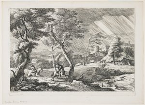 Plaat VII, uit een set landschappen, 1743 door Davide Antonio Fossati