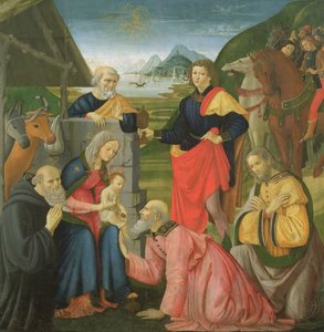 De Aanbidding der Wijzen door Davide and Domenico  Ghirlandaio