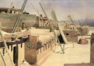 Straat in het Pueblo van Zuni, New Mexico, 1888 door De Lancey Gill