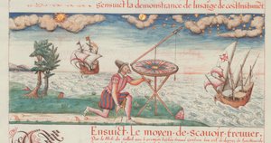 Illustratie uit Les premières œuvres de Jacques de Vaulx, piloot in de marine, 1583 door De Vaulx