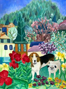 Backyard Dogs, 2013 (acryl op doek) door Deborah Eve Alastra