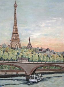 Uitzicht op de Eiffeltoren, 2017 (acryl op doek) door Deborah Eve Alastra