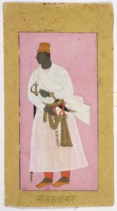 Portret van Malik Ambar, ingeschreven in Devanagari, 
