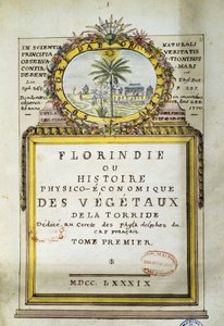 Frontispice van Florindie ou Historie physico-economique des vegetaux de la Torride door Delahaye Delahaye