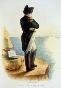 Napoleon op het eiland Sint-Helena, illustratie uit Le Plutarque Francais door E. Mennechet, gegraveerd door Delaistre, 1835