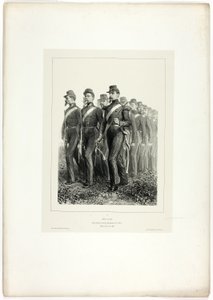 Artilleriemannen, uit Souvenirs d’Italie: Expeditie van Rome door Denis Auguste Marie Raffet