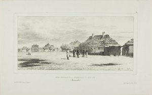 Binnenplaats van de Quarantaine Generaal, Skoulani, Bessarabië door Denis Auguste Marie Raffet