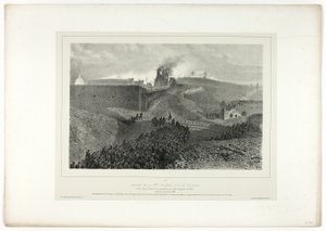 Vertrek van de derde colonne, genaamd de steun, uit Souvenirs d’Italie: Expeditie naar Rome door Denis Auguste Marie Raffet