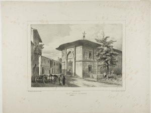 Griekse kerk, Boekarest, Walachije, 15 juli 1837 door Denis Auguste Marie Raffet