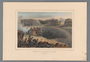 Militairen binnen een bastion, 1832 door Denis Auguste Marie Raffet