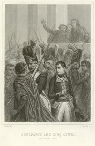 Napoleon Bonaparte omringd door leden van de Raad van Vijfhonderd door Denis Auguste Marie Raffet