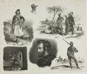 Schetsblad door Denis Auguste Marie Raffet