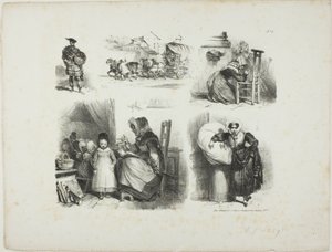 Schetsblad door Denis Auguste Marie Raffet