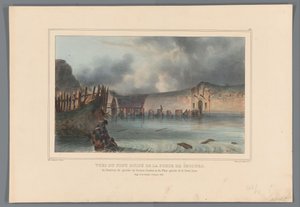 Vernielde brug, 1832 door Denis Auguste Marie Raffet