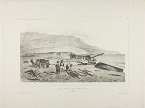 Gezicht op het dorp en de baai van Jalta, de Krim, 15 augustus 1837 door Denis Auguste Marie Raffet