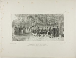 Walachijse Ronde, uitgevoerd door de Tsiganes en gedanst door de muzikanten van het Tweede Regiment ten huize van Prins Ghika, Ghospodar, Walachije door Denis Auguste Marie Raffet