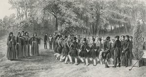 Wallachian Ronde, uitgevoerd door de Tsiganes en gedanst door de Muzikanten van het Tweede Regiment bij het Huis van Prins Ghika, Ghospodar, Wallachia, 1839