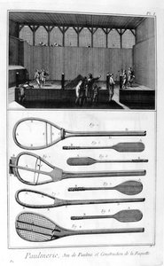Real tennis en de constructie van rackets door Denis Diderot
