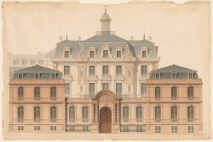 Presentatietekening van het Hôtel de Camondo door Denis Louis Destors