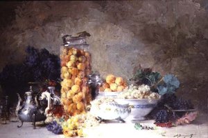 Stilleven van abrikozen en ander fruit door Denis Pierre Bergeret
