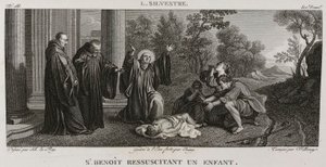 Denis-Sébastien Leroy, Antoine-Claude-François Villerey et Coiny - Saint Benoît reanimeert een kind, naar Louis de Silvestre - 1802-1815 door Denis Sebastien Leroy