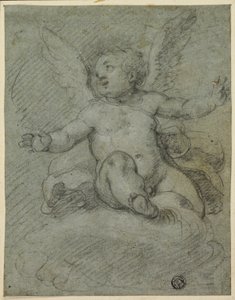 Putto Zittend op Wolken