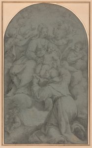Sint Franciscus van Assisi die de Maagd en het Kind aanbidt door Denys Calvaert