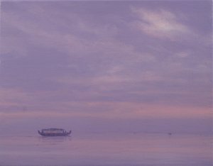 Vissersboot op Vembanadmeer, Kerala door Derek Hare