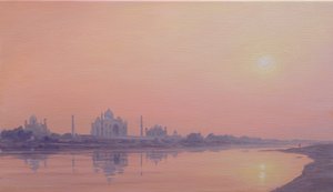 Zonsondergang op de Yamuna