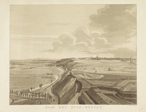 Gezicht op het landschap ten zuidoosten van Nijmegen Gezichten rondom de stad Nijmegen (serie) Geldersch panorama of rondgezicht naar het leven geteekend op belvedère te Nymegen (serie) door Derk Anthony van de Wart