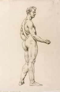Studie van een mannelijke figuur, ca. 1906-07 (zwart krijt op papier) door Derwent Lees