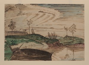 Aan de Bsura Rivier, Polen, ca. 1915 door Derwent Lees