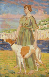 Portret van Elizabeth Lipczinski met haar hond Fanny, ca.1911-12