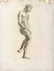 Staand mannelijk naakt, ca. 1906-08 (zwart krijt op papier) door Derwent Lees