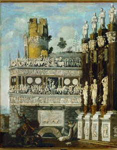 "Denkbeeldige architectuur (olieverf op doek) door Desiderio Monsu