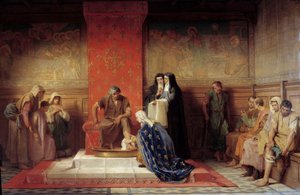 Sint Elisabeth van Frankrijk wast de voeten van de armen door Desire Francois Laugee