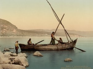 Vissersboot op het meer, Tiberias, Heilig Land, c.1890-1900 door Detroit Photographic Co.