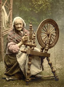 Ierse Spinnenwiel County Galway, 1890 door Detroit Photographic Co.