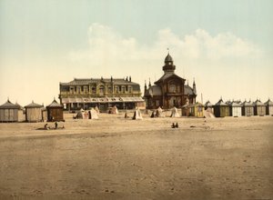 Strand en Casino, Calais, Frankrijk, ca. 1900 door Detroit Publishing Co.