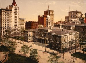 Stadhuis, New York City, VS, ca. 1900 door Detroit Publishing Co.