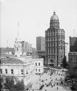 Stadhuis en World Building, New York City, VS, ca. 1905 door Detroit Publishing Co.