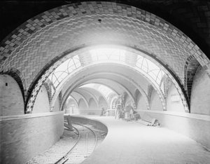 City Hall metrostation, New York, ca. 1904 (zw/w foto) door Detroit Publishing Co.