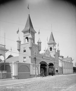 Ingang van Paragon Park, Nantasket Beach, ca. 1905 (zw/w foto) door Detroit Publishing Co.