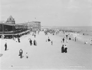 Het Strand van Rockaway, New York door Detroit Publishing Co.