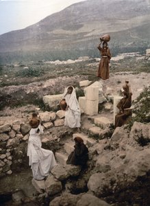 De put van de Samaritanen in Nablus, c. 1900 door Detroit Publishing Co.
