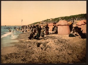 Het Strand tijdens het Baden, Trouville-sur-Mer, Frankrijk